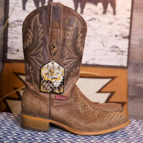 Texas Country Official Python Boots (Round Toe) - Picture 1 of 12